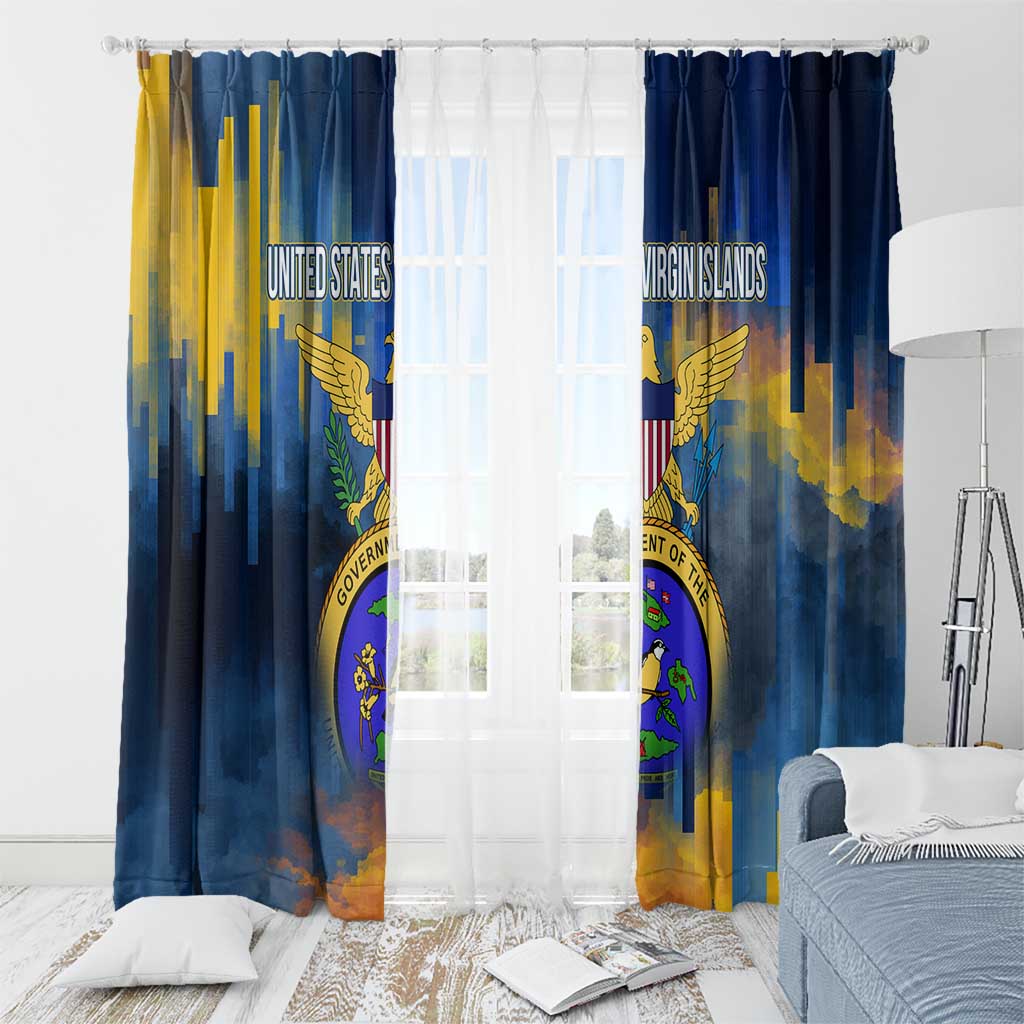 United States Virgin Islands Window Curtain with Blue Yellow Government Seal Design and Bald Eagle - Wonder Print Shop