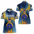 United States Virgin Islands Women Polo Shirt with Blue Yellow Government Seal Design and Bald Eagle - Wonder Print Shop