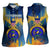 United States Virgin Islands Women Sleeveless Polo Shirt with Blue Yellow Government Seal Design and Bald Eagle - Wonder Print Shop