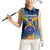 United States Virgin Islands Women Sleeveless Polo Shirt with Blue Yellow Government Seal Design and Bald Eagle - Wonder Print Shop