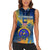 United States Virgin Islands Women Sleeveless Polo Shirt with Blue Yellow Government Seal Design and Bald Eagle - Wonder Print Shop