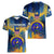 United States Virgin Islands Women V-Neck T-Shirt with Blue Yellow Government Seal Design and Bald Eagle - Wonder Print Shop