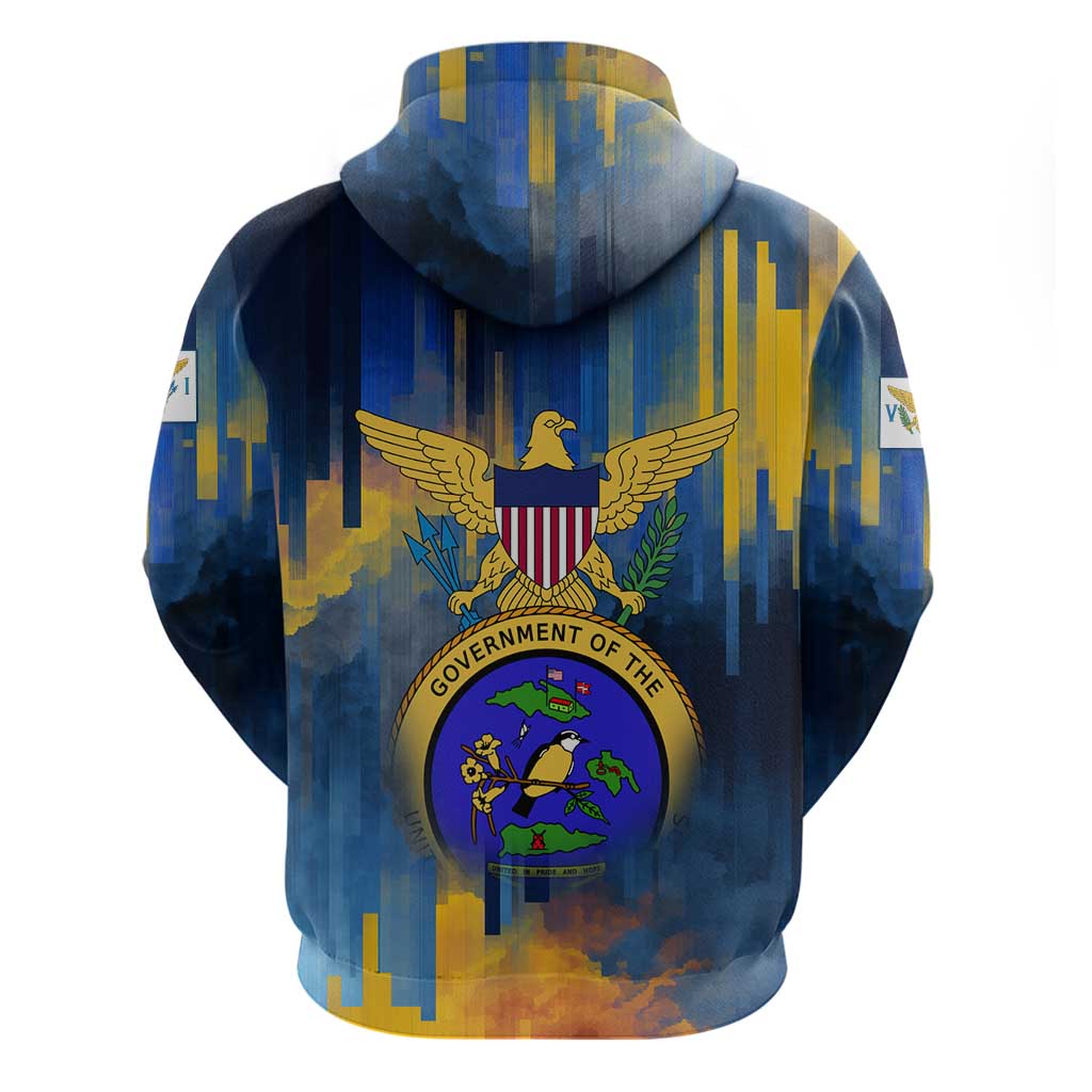 United States Virgin Islands Zip Hoodie with Blue Yellow Government Seal Design and Bald Eagle - Wonder Print Shop