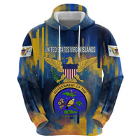 United States Virgin Islands Zip Hoodie with Blue Yellow Government Seal Design and Bald Eagle - Wonder Print Shop