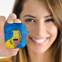 United States Virgin Islands AirPods Case with Blue Yellow Wave Design and Island Map Bird - Wonder Print Shop