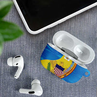 United States Virgin Islands AirPods Case with Blue Yellow Wave Design and Island Map Bird - Wonder Print Shop