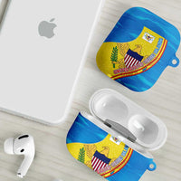 United States Virgin Islands AirPods Case with Blue Yellow Wave Design and Island Map Bird - Wonder Print Shop
