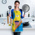 United States Virgin Islands Apron with Blue Yellow Wave Design and Island Map Bird - Wonder Print Shop