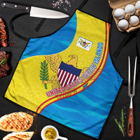 United States Virgin Islands Apron with Blue Yellow Wave Design and Island Map Bird - Wonder Print Shop