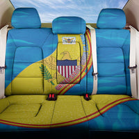United States Virgin Islands Back Car Seat Cover with Blue Yellow Wave Design and Island Map Bird - Wonder Print Shop