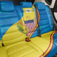United States Virgin Islands Back Car Seat Cover with Blue Yellow Wave Design and Island Map Bird - Wonder Print Shop