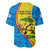 United States Virgin Islands Baseball Jersey with Blue Yellow Wave Design and Island Map Bird - Wonder Print Shop