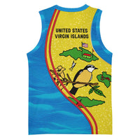 United States Virgin Islands Basketball Jersey with Blue Yellow Wave Design and Island Map Bird - Wonder Print Shop
