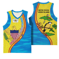 United States Virgin Islands Basketball Jersey with Blue Yellow Wave Design and Island Map Bird - Wonder Print Shop