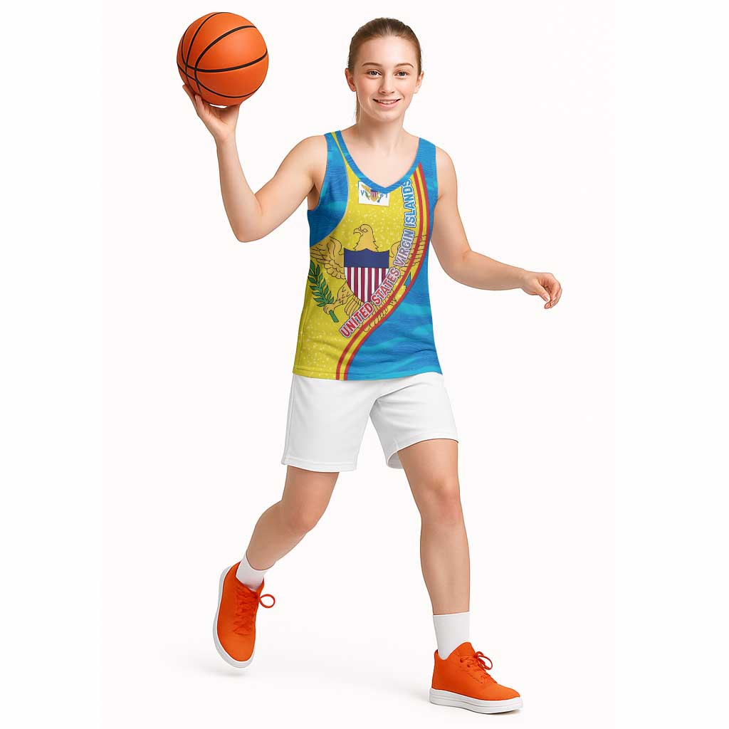 United States Virgin Islands Basketball Jersey with Blue Yellow Wave Design and Island Map Bird - Wonder Print Shop