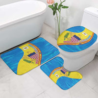 United States Virgin Islands Bathroom Set with Blue Yellow Wave Design and Island Map Bird - Wonder Print Shop