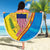 United States Virgin Islands Beach Blanket with Blue Yellow Wave Design and Island Map Bird - Wonder Print Shop