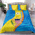 United States Virgin Islands Bedding Set with Blue Yellow Wave Design and Island Map Bird - Wonder Print Shop