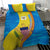 United States Virgin Islands Bedding Set with Blue Yellow Wave Design and Island Map Bird - Wonder Print Shop