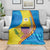 United States Virgin Islands Blanket with Blue Yellow Wave Design and Island Map Bird - Wonder Print Shop