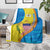 United States Virgin Islands Blanket with Blue Yellow Wave Design and Island Map Bird - Wonder Print Shop