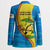 United States Virgin Islands Blazer with Blue Yellow Wave Design and Island Map Bird - Wonder Print Shop