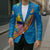 United States Virgin Islands Blazer with Blue Yellow Wave Design and Island Map Bird - Wonder Print Shop