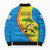 United States Virgin Islands Bomber Puffer Jacket with Blue Yellow Wave Design and Island Map Bird - Wonder Print Shop