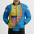 United States Virgin Islands Bomber Puffer Jacket with Blue Yellow Wave Design and Island Map Bird - Wonder Print Shop
