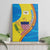 United States Virgin Islands Canvas Wall Art with Blue Yellow Wave Design and Island Map Bird - Wonder Print Shop