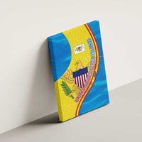 United States Virgin Islands Canvas Wall Art with Blue Yellow Wave Design and Island Map Bird - Wonder Print Shop