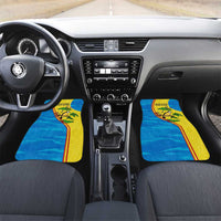 United States Virgin Islands Car Mats with Blue Yellow Wave Design and Island Map Bird - Wonder Print Shop