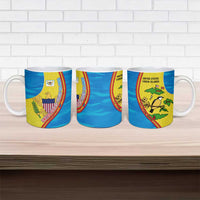 United States Virgin Islands Ceramic Mug with Blue Yellow Wave Design and Island Map Bird - Wonder Print Shop