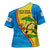 United States Virgin Islands Cross Shoulder Shirt with Blue Yellow Wave Design and Island Map Bird - Wonder Print Shop