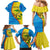 United States Virgin Islands Family Matching Mermaid Dress and Hawaiian Shirt with Blue Yellow Wave Design and Island Map Bird - Wonder Print Shop