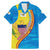 United States Virgin Islands Family Matching Mermaid Dress and Hawaiian Shirt with Blue Yellow Wave Design and Island Map Bird - Wonder Print Shop