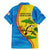 United States Virgin Islands Family Matching Mermaid Dress and Hawaiian Shirt with Blue Yellow Wave Design and Island Map Bird - Wonder Print Shop