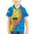 United States Virgin Islands Family Matching Mermaid Dress and Hawaiian Shirt with Blue Yellow Wave Design and Island Map Bird - Wonder Print Shop