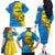United States Virgin Islands Family Matching Off The Shoulder Long Sleeve Dress and Hawaiian Shirt with Blue Yellow Wave Design and Island Map Bird - Wonder Print Shop