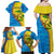 United States Virgin Islands Family Matching Off Shoulder Maxi Dress and Hawaiian Shirt with Blue Yellow Wave Design and Island Map Bird - Wonder Print Shop