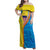 United States Virgin Islands Family Matching Off Shoulder Maxi Dress and Hawaiian Shirt with Blue Yellow Wave Design and Island Map Bird - Wonder Print Shop