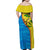 United States Virgin Islands Family Matching Off Shoulder Maxi Dress and Hawaiian Shirt with Blue Yellow Wave Design and Island Map Bird - Wonder Print Shop