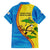 United States Virgin Islands Family Matching Short Sleeve Bodycon Dress and Hawaiian Shirt with Blue Yellow Wave Design and Island Map Bird - Wonder Print Shop