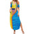 United States Virgin Islands Family Matching Summer Maxi Dress and Hawaiian Shirt with Blue Yellow Wave Design and Island Map Bird - Wonder Print Shop