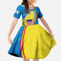 United States Virgin Islands Family Matching Tank Maxi Dress and Hawaiian Shirt with Blue Yellow Wave Design and Island Map Bird - Wonder Print Shop