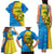 United States Virgin Islands Family Matching Tank Maxi Dress and Hawaiian Shirt with Blue Yellow Wave Design and Island Map Bird - Wonder Print Shop