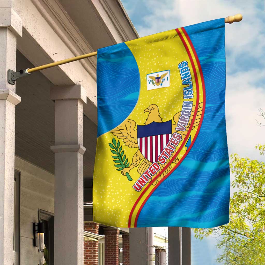 United States Virgin Islands Garden Flag with Blue Yellow Wave Design and Island Map Bird - Wonder Print Shop