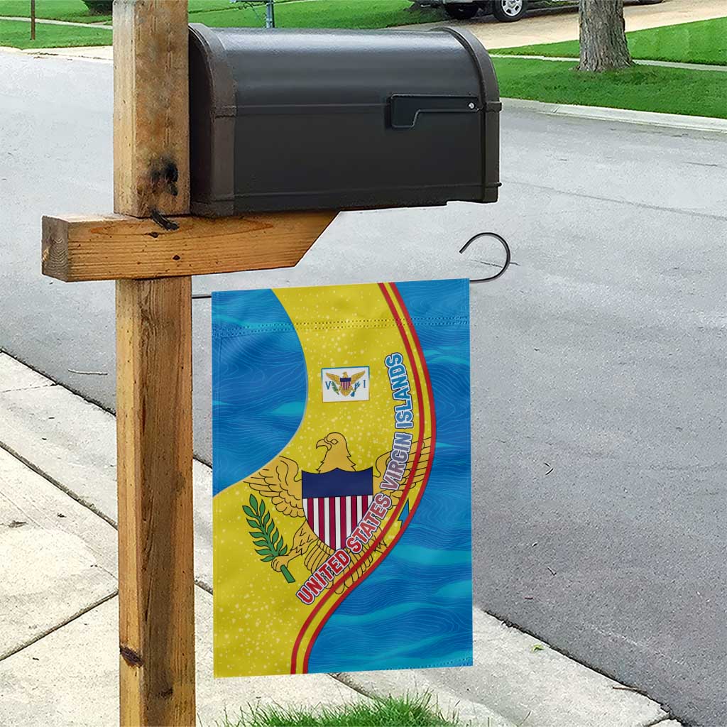 United States Virgin Islands Garden Flag with Blue Yellow Wave Design and Island Map Bird - Wonder Print Shop