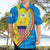 United States Virgin Islands Hawaiian Shirt with Blue Yellow Wave Design and Island Map Bird - Wonder Print Shop