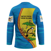 United States Virgin Islands Hockey Jersey with Blue Yellow Wave Design and Island Map Bird - Wonder Print Shop